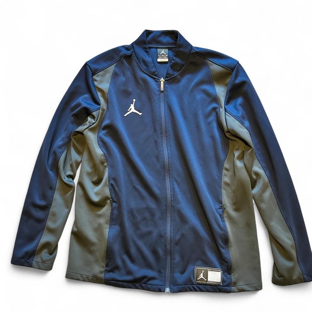 Jordan Dri-Fit navy blue training track jacket‎ with gray panels